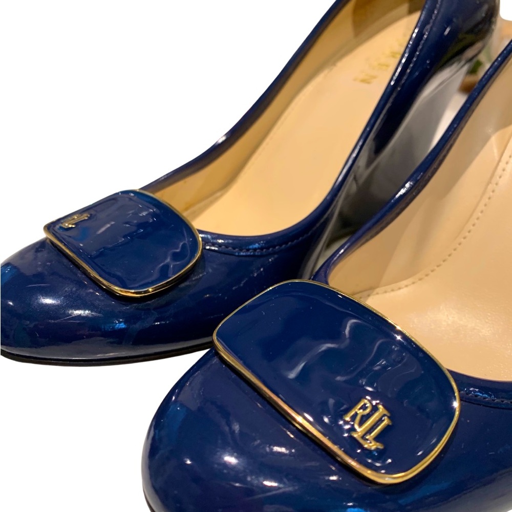 LAUREN RALPH LAUREN wedges size 7 navy